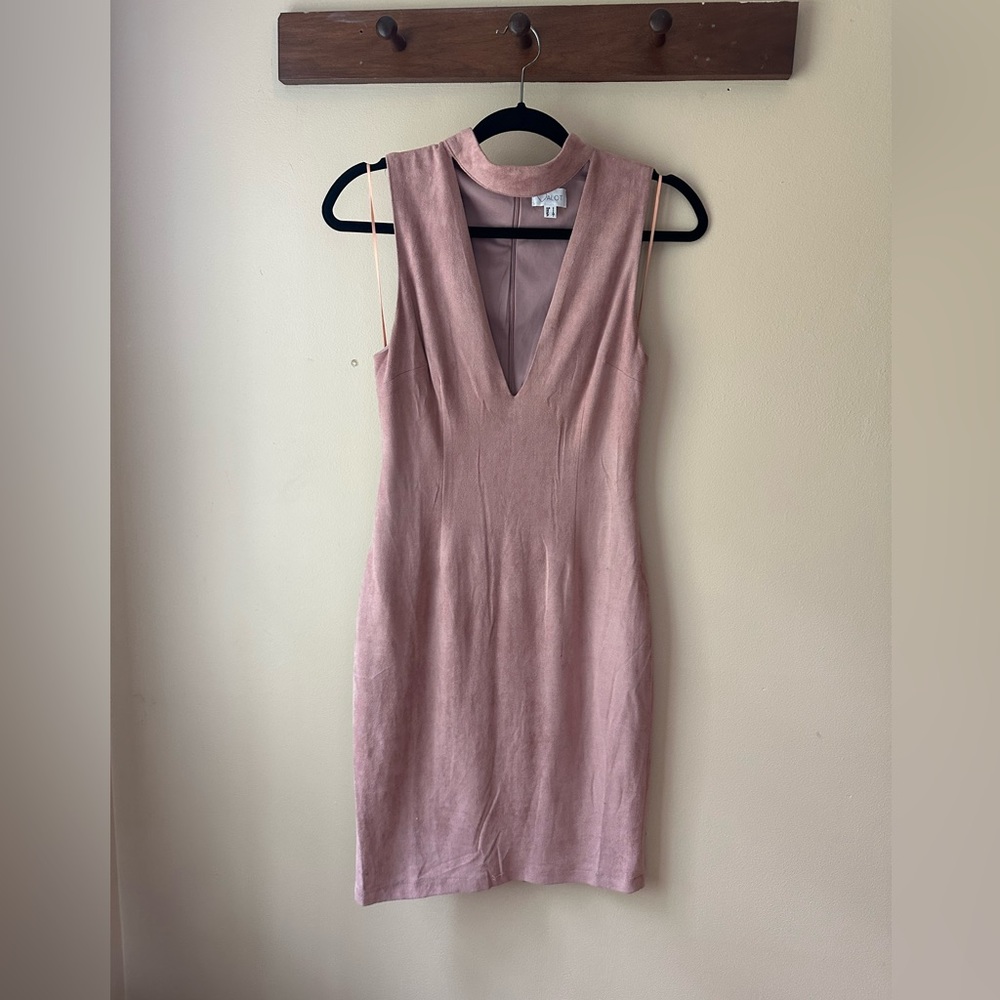 Pink velvet dress